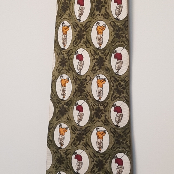 [EDDIE BAUER] Retro Green Golfer Silk Tie - Picture 5 of 5